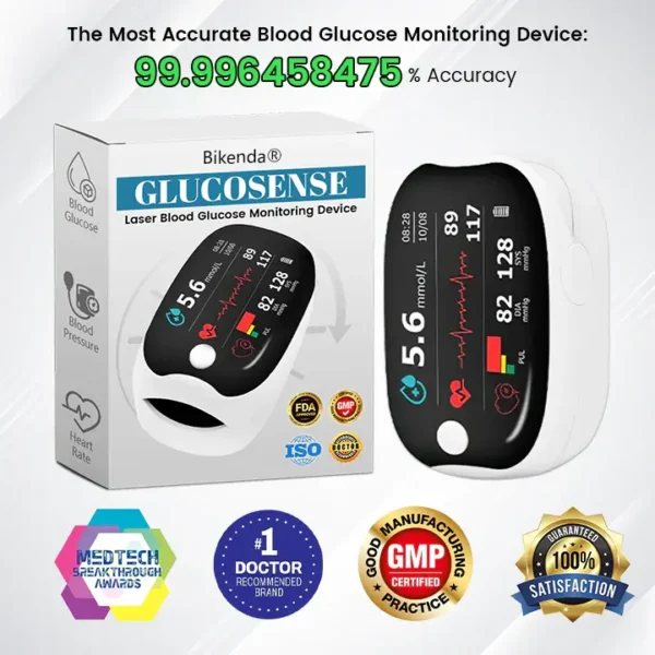 [Official Store] Bikenda® GlucoSense Laser Blood Glucose Monitoring Device ✅ Multi-Function Blood Sugar, Oxygen Saturation & Blood Pressure Measurement 👍🏻 99.9% Accuracy